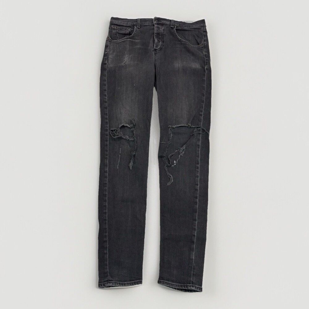 Rag And Bone Jeans Mens Size 36 Black Skinny Leg Fit 1 Distressed 34” Inseam